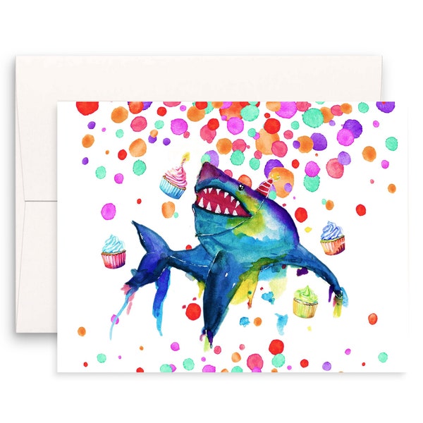 Shark Birthday Cupcake Sprinkle Greeting Card