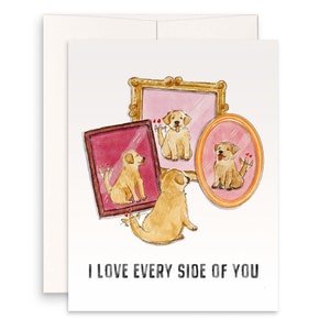 Puppy Love Karte - I Love Every Side Of You - Golden Retriever Hund Valentinstag Karte - Liyana Studio Handgemachte Grußkarten