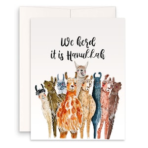 Llamas Funny Hanukkah Cards Set - Alpaca Chanukah Cards - Handmade Greeting Cards By Liyana Studio