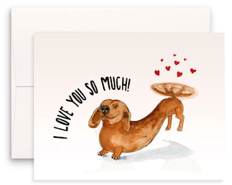 Carte de Saint-Valentin teckel de chien - Je t'aime tellement - Cadeau de Saint-Valentin pour chien Wiener pour petit ami