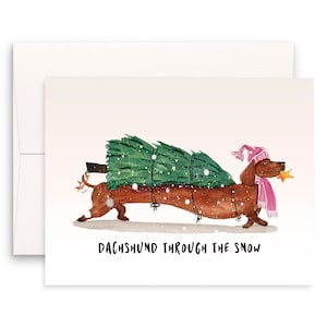 Dachshund Christmas Card - Dashing Through The Snow Gifts For Dog Lovers