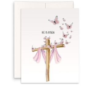 Schmetterling Kreuz Osterkarten Set - Er ist auferstanden Religiöse Osterkarten Handgemacht