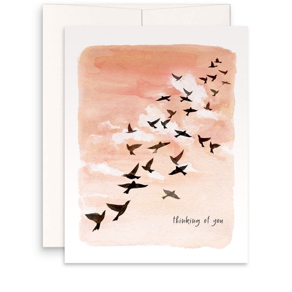 Sunset Sympathy Card - Thinking of You Card - Flock Of Birds