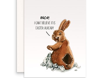 Adult Funny Easter Card For Friends - Chocolate Bunny Treat Easter Card Set - Rabbit Spring Greeting Cards