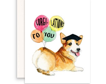 Corgi Dog Afstudeerkaart Grappig - Corgi-lations Gefeliciteerd Kaart voor zoon