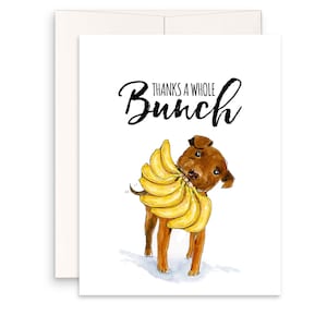 Cartes de remerciement amusantes Pitbull de la part d'un chien - Merci tout un tas de bananes