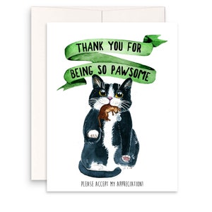 Cartes de remerciement amusantes de chat – Cadeau d'appréciation pour chats Tuxedo pour amis