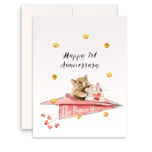 Mouse Couple Paper Anniversary Card For Husband - 1st Anniversary Gift For Boyfriend