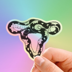 Dont Tread On Me Uterus Sticker - Holographic Uterus Sticker - Snake Decal - Feminist Female Empowerment Art