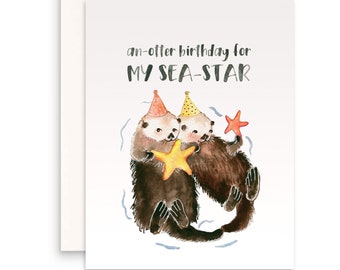 Sea Otter Sister Birthday Card Funny - An-Otter Happy Birthday Card To My Sea Star
