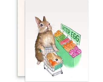 Kaninchen Hase Osterkarten für Kinder - Aquarell Ei Ostergeschenke für die Enkelin