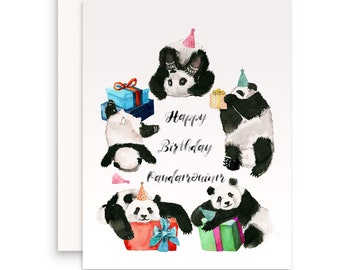 Panda Birthday Card Funny - Giant Panda Bear Party Pandamonium - Cute Birthday Cards For Her