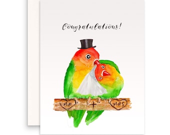 Lovebird Couple Bird Wedding Card Funny - Wedding Congratulations Cards For Bird Lovers