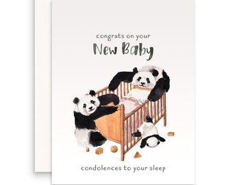 Panda New Parents Congratulations Baby Card - New Baby Card Funny - Baby Shower Gift For New Dad New Mom