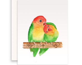 Lovebird Couple Valentine's Day Card For Wife - Cute Anniversary Card For Boyfriend - Custom Anniversary Card For Husband