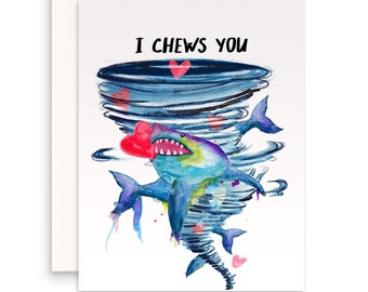 Tornado Shark Funny Valentine Card For Boyfriend Girlfriend