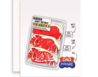 Dad Birthday Card Funny - USDA Prime Beef Steak