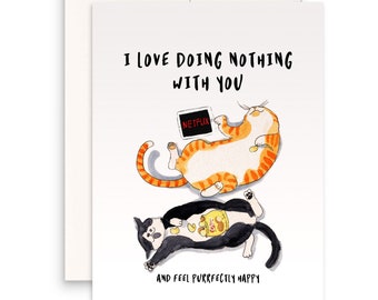 Netflix And Chill Cat Valentines Card For Boyfriend - I Love Doing Nothing With You