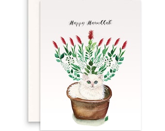 Ensemble de cartes Menorah Hanukkah pour chat jardinier - Art unique de Chanukah
