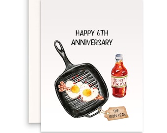 6th Iron Anniversary Card For Husband - Cast Iron Gifts - Funny Anniversary Cards For Him