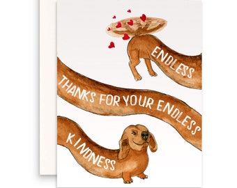 Wiener Dog Funny Thank You Cards Pack - Endless Thanks For Kindness Gift