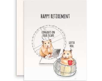 Hamster Happy Retirement Card - Coworker Leaving Farewell Cards - Congrats On Your Escape