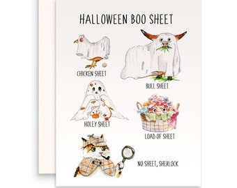 Boo Sheet grappige Halloween kaarten set - kostuum partij Halloween kaart - Ghost Spooky seizoen cadeaus voor haar