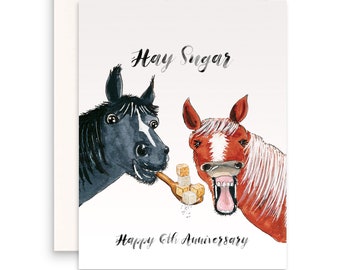 Horse Couple 6 Years Sugar Anniversary Card For Husband - Funny 6th Anniversary Cards For Him