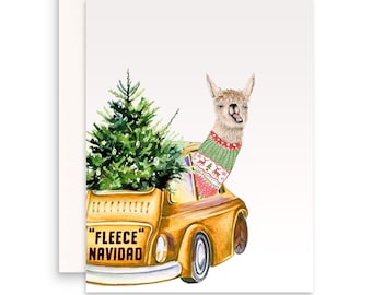 Llama Christmas Card Funny - Feliz Navidad - Alpaca Holiday Cards For Best Friends