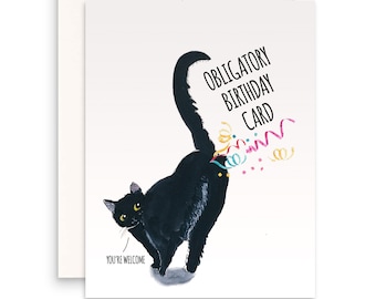 Funny Cat Birthday Cards For Him - Obligatory Birthday Card From Cat Butt Farts