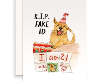 Grappige 21e verjaardagskaart voor beste vriend - RIP Fake ID Alcohol Bier Verjaardagscadeaus voor broer - Twintig eerste verjaardagskaarten Grappig
