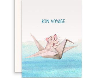 Mouse Bon Voyage Happy Retirement Card For Friend - Goodbye Card For Coworker