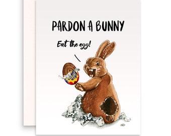 Chocolate Bunny Easter Cards For Kids - Easter Egg Funny Easter Card For Friends - Liyana Studio Greeting Cards Handmade