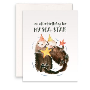 Sea Otter Sister Birthday Card Funny An-Otter Happy Birthday Card To My Sea Star image 1