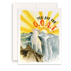 Funny Goat Encouragement Cards For Best Friends - Greatest Of All Time - Baby Goat Card For Her