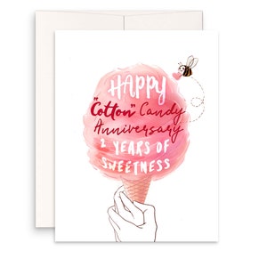 Carte 2e anniversaire Barbe à papa - 2 ans de douceur - Cartes d'anniversaire amusantes pour petit ami