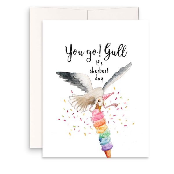 Seagull Girl Friend Birthday Cards Funny - You Go Gull It's Sherbert Day