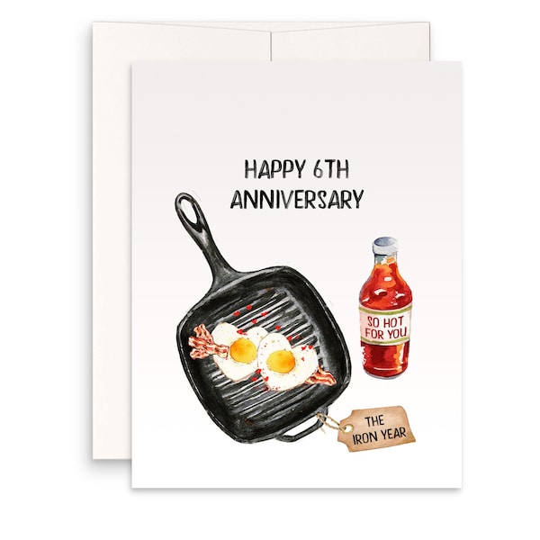 6th Iron Anniversary Card For Husband - Cast Iron Gifts - Funny Anniversary Cards For Him