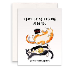 Netflix And Chill Cat Valentines Card For Boyfriend - I Love Doing Nothing With You