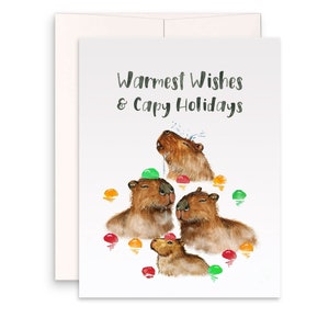 Cartes de vacances Capybara pour les amis – Ensemble de cartes de Noël amusantes pour la famille Capy de baignade aux sources chaudes – Cartes de bonne année de bébé – Liyana Studio