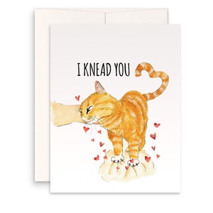 Cat Anniversary Card For Boyfriend - I Knead You I Love Card For Husband