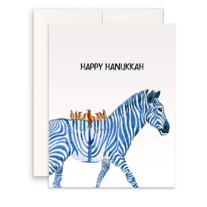 Zebra Menorah Hanukkah Cards Set - Unique Chanukah Art