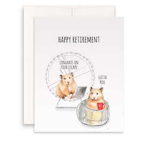 Carte de retraite heureuse pour hamster – Cartes d'adieu pour un collègue – Félicitations pour votre évasion