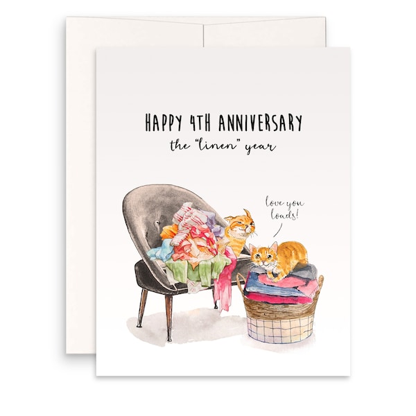 4th Linen Anniversary Card For Husband - 4 Year Linen Sheets - Funny Anniversary Cards For Him