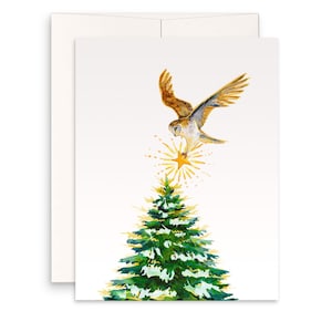 Barn Owl Winter Holiday Card Pack - Owl Christmas Cards - Farmhouse Christmas Cards Handmade For Friends