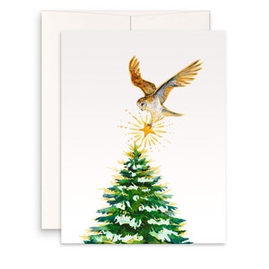 Schleiereule Winter Feiertage Card Pack - Eulen Weihnachtskarten - Bauernhaus Weihnachtskarten für Freunde handgefertigt