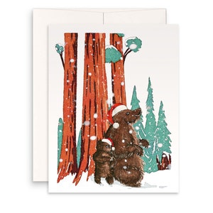 Bär Weihnachtskarte Lustige - Schnee Waldtier Weihnachtskarten - Bärenfamilie Kid