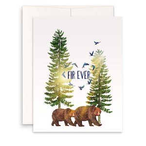 Carte d’anniversaire Bear Couple Fir-Ever Wood pour mari - Love Forever Adventure - Cadeau du 5e anniversaire pour lui