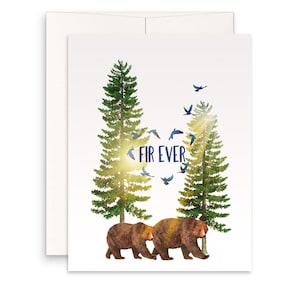 Bear Couple Fir-Ever Wood Anniversary Card For Husband - Love Forever Adventure - 5th Anniversary Gift For Him