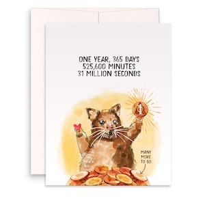 Carte sobre d’un an - Carte de sobriété de 1 an pour un ami - Cadeau de personnalisation personnalisé Possum positif